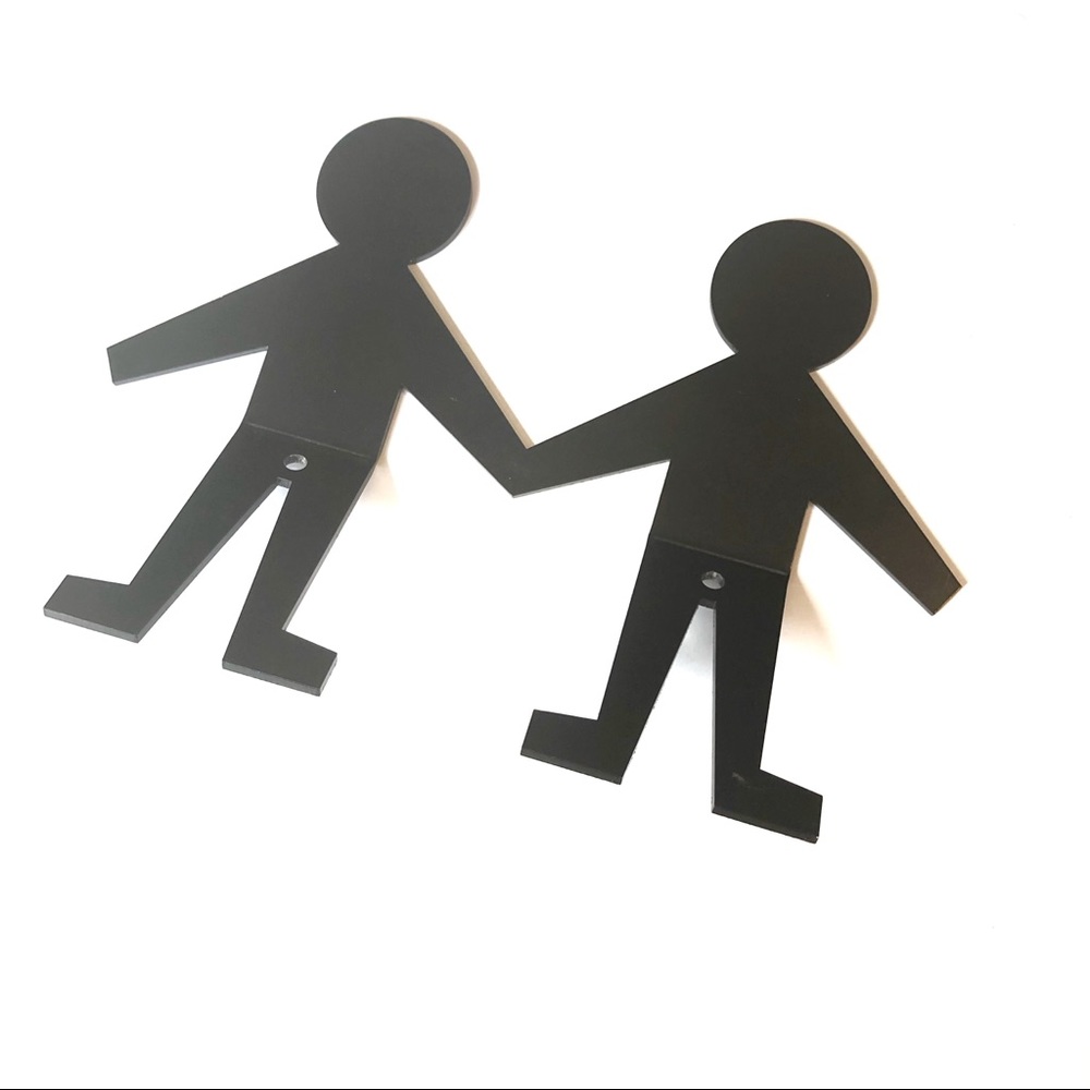 2 Person Silhouette Black Metal Hooks